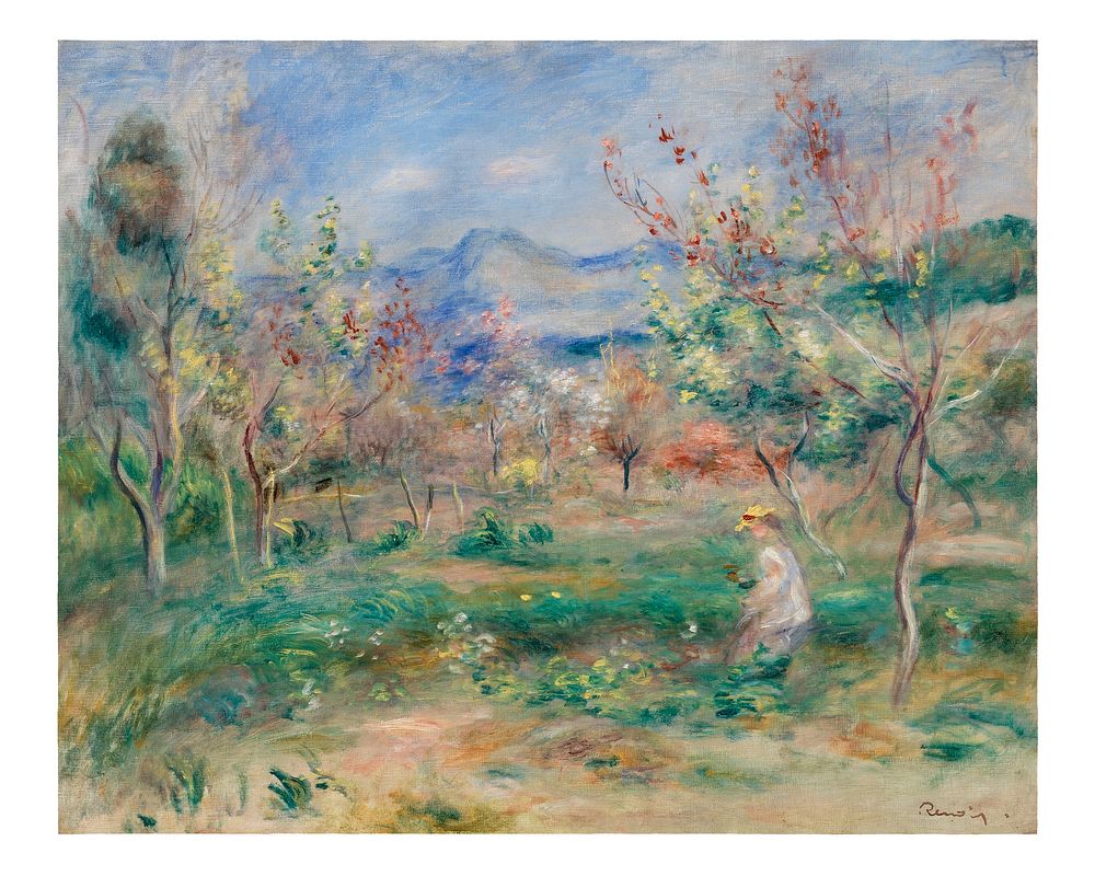 Renoir landscape art print, printable famous painting (1900&ndash;1905) by Pierre-Auguste Renoir. Original from Barnes…