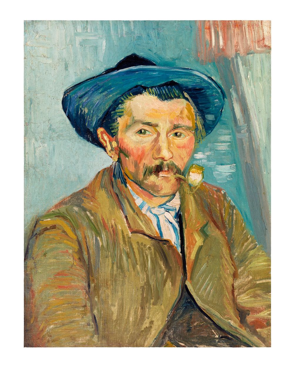 Van Gogh art print, The Smoker portrait painting (1888). Original from the Barnes Foundation. Digitally enhanced by rawpixel.