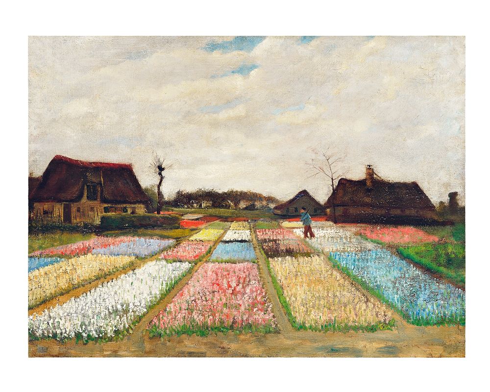 Van Gogh art print, vintage Flower Beds in Holland wall decor (1883). Original from The National Gallery of Art. Digitally…