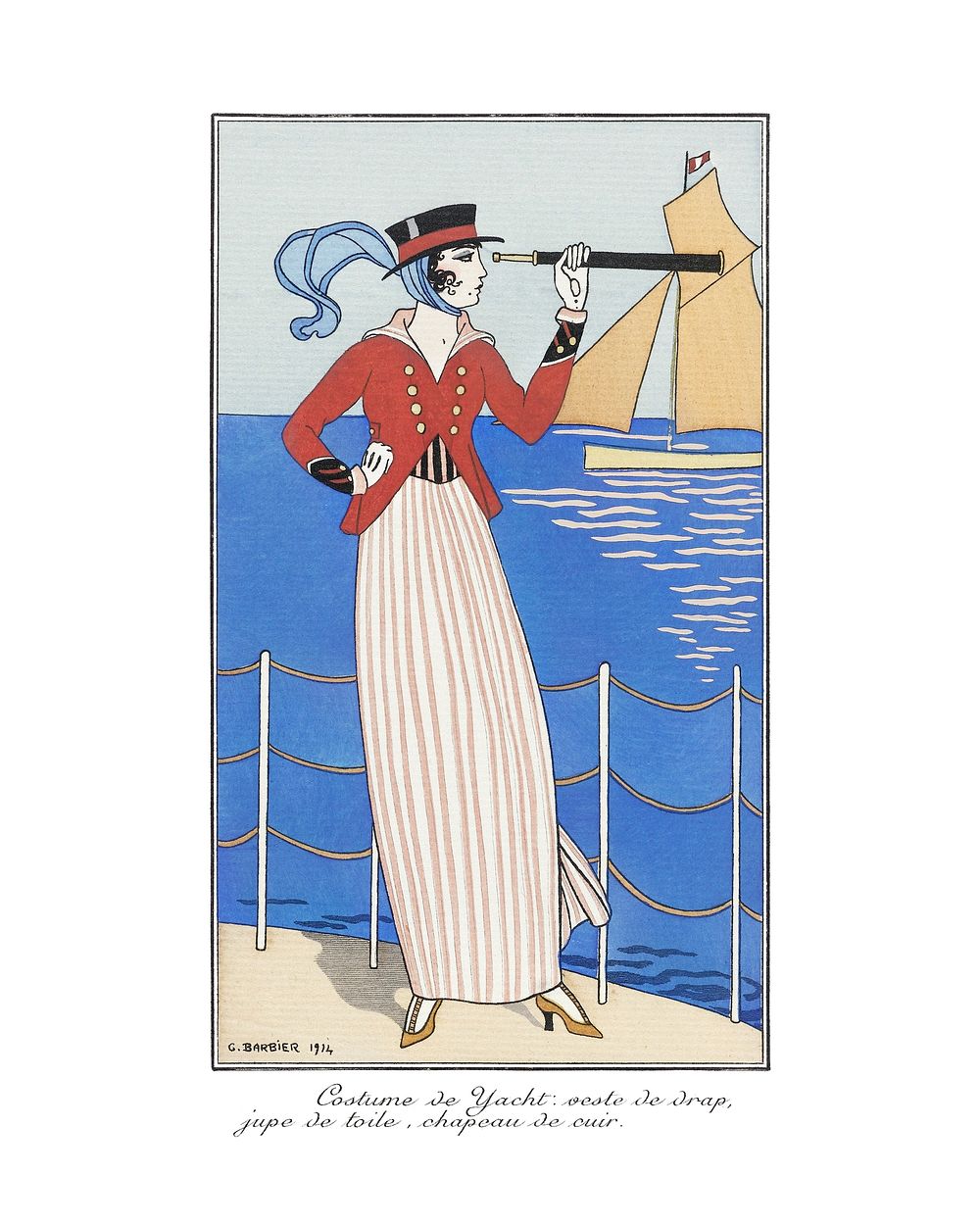 Flapper woman art poster, art deco fashion illustration remix from the artwork of George Barbier