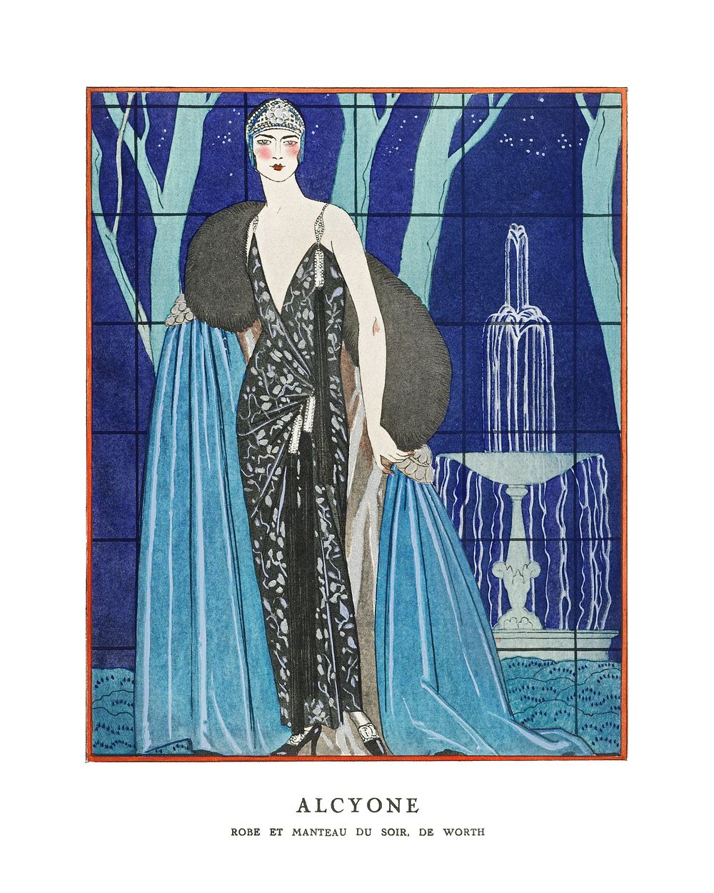 Flapper fashion poster, art deco fashion illustration remix from the artwork of George Barbier