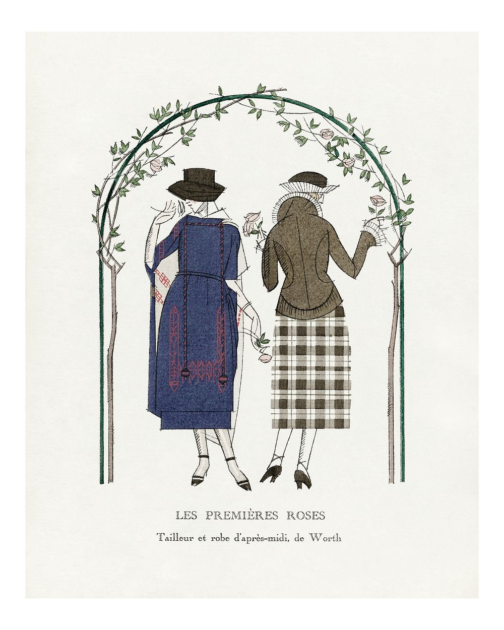 Vintage fashion poster, Art Nouveau remix from the artwork of Bernard Boutet de Monvel