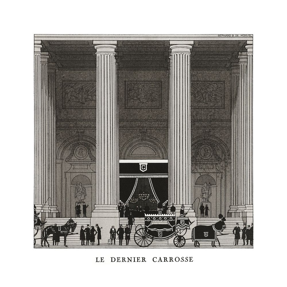 Vintage coach poster, Art Nouveau remix from the artwork of Bernard Boutet de Monvel