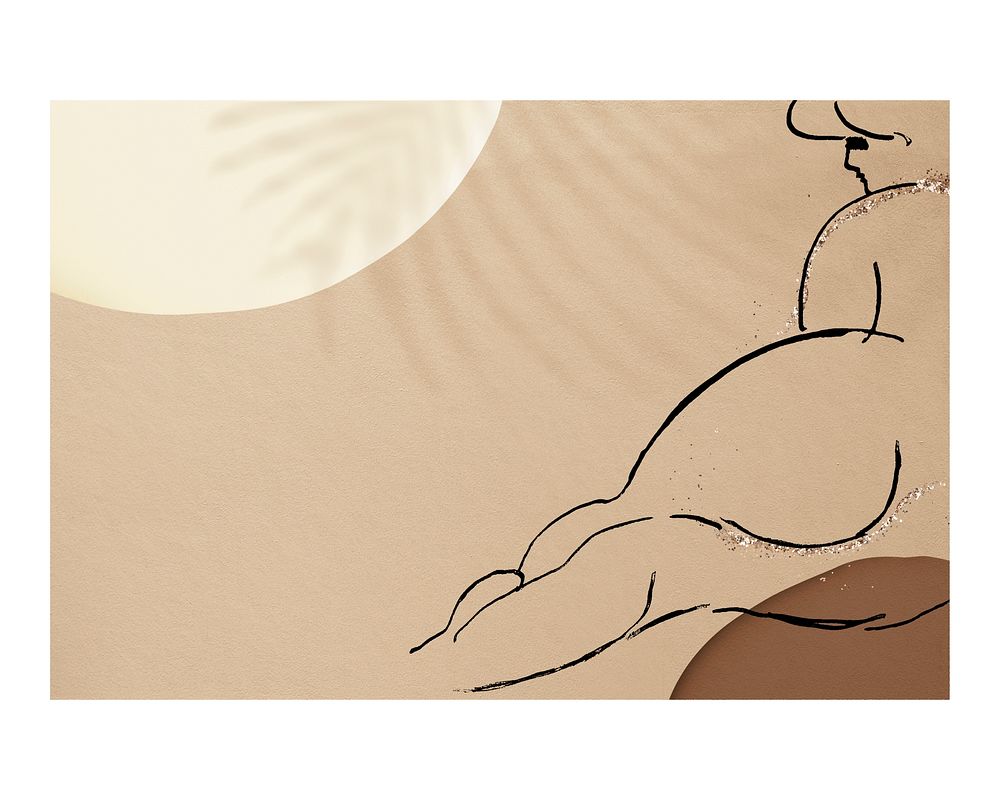 Nude woman poster, aesthetic line art, vintage pattern design