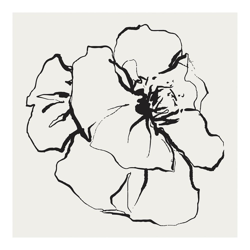 Flower minimal poster, ink line art design