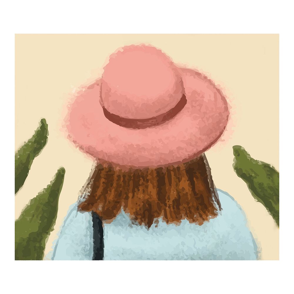 Girl in hat poster, cute wall decor
