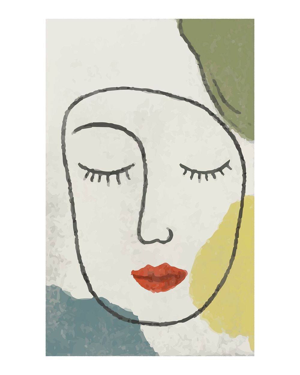 Female face wall art illustration