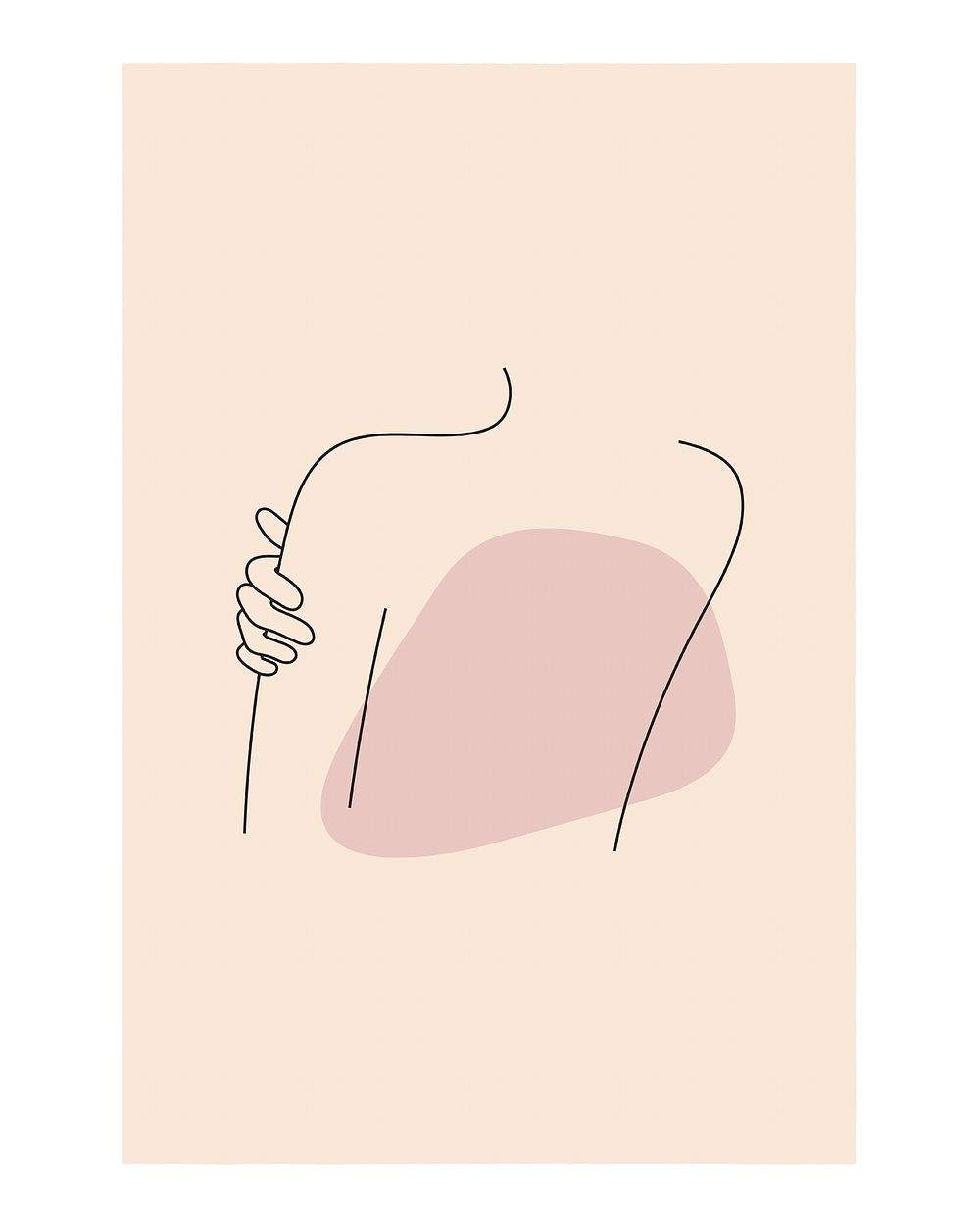 Woman line art poster, minimal hand drawn illustration