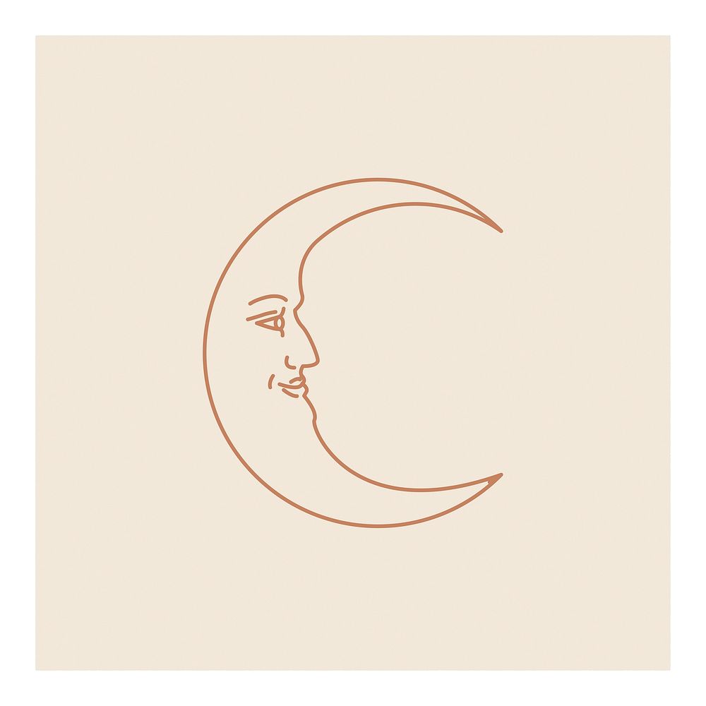 Crescent moon art print, celestial line art