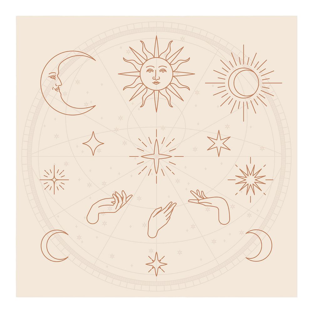 Moon and sun art print, celestial illustration