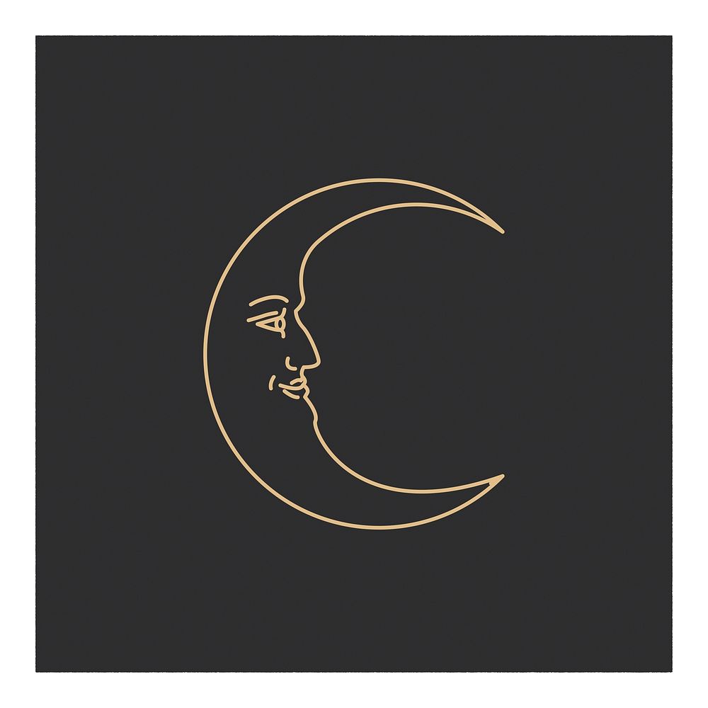 Crescent moon art print, vintage celestial illustration