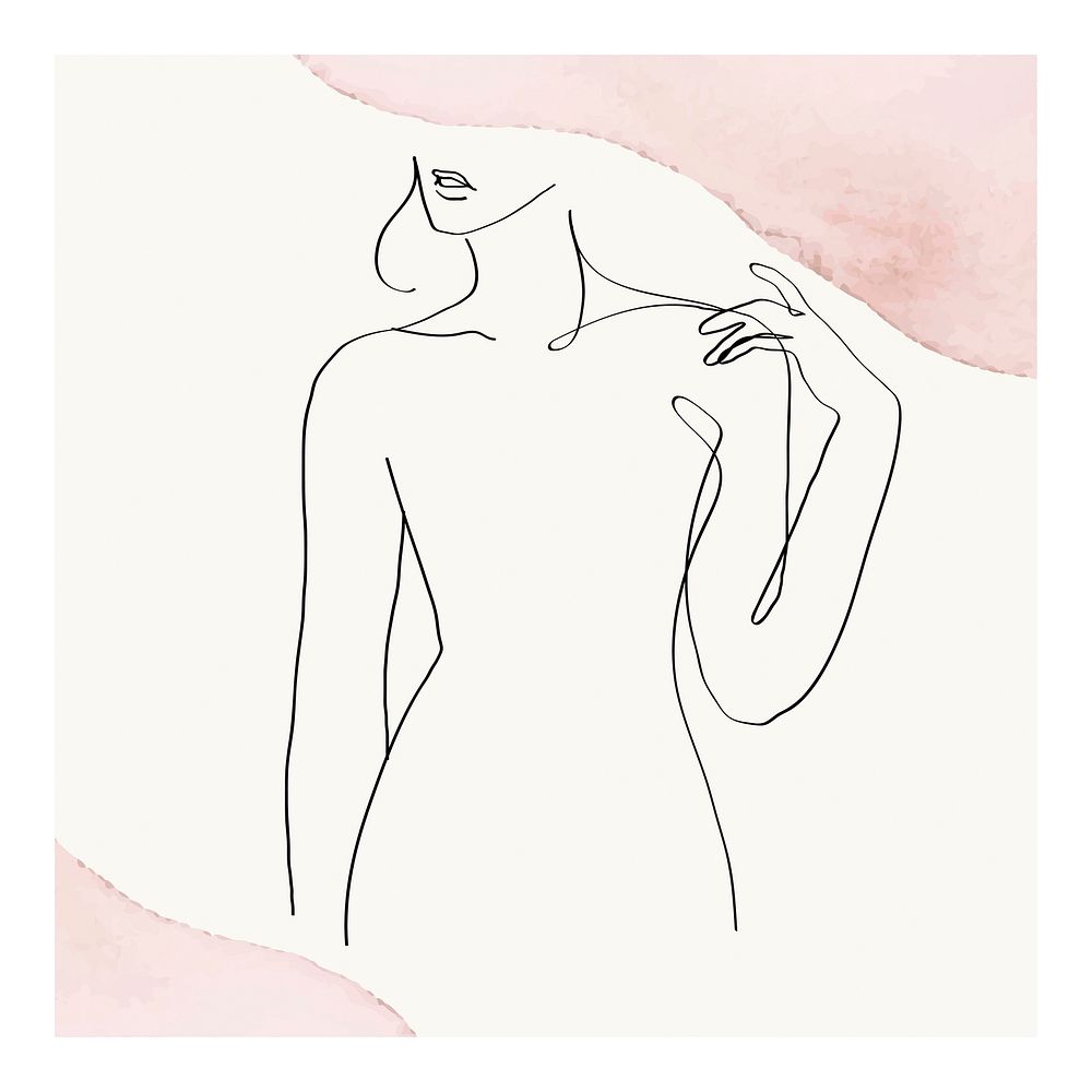 Nude woman wall art, minimal line drawing