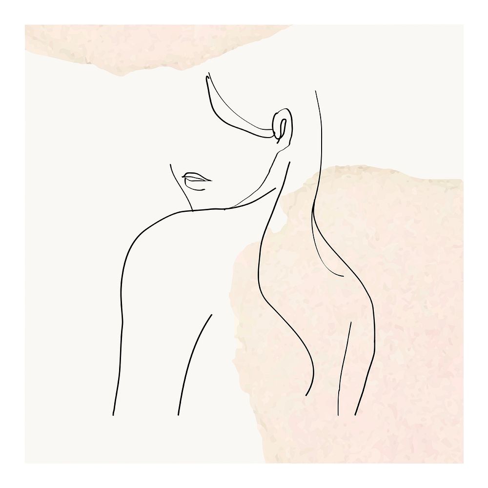 Nude woman wall art, minimal line drawing