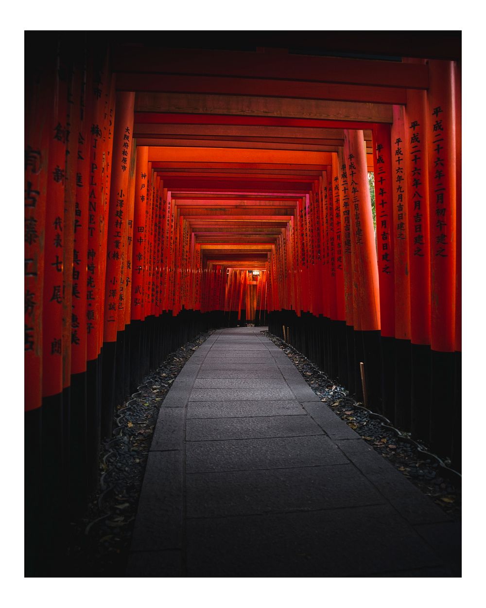 Japanese Torii gate art print poster, wanderlust wall decor, Fushimi Inari Shrine gate in Kyoto, Japan