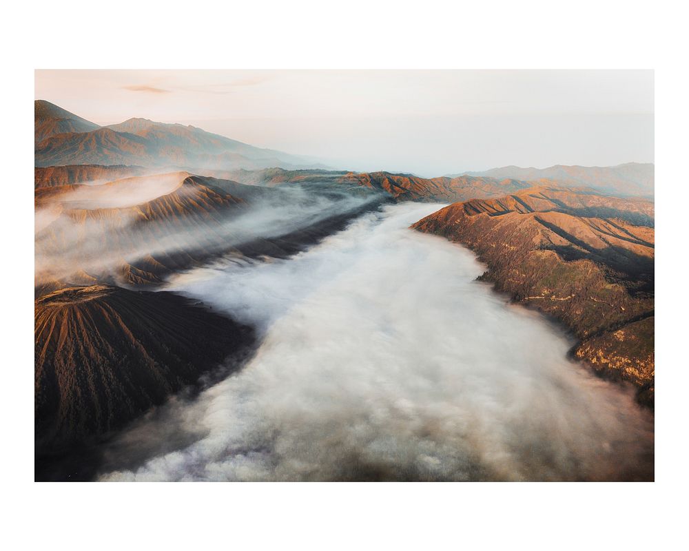Volcano art print, nature wall decor, Mount Bromo in Indonesia