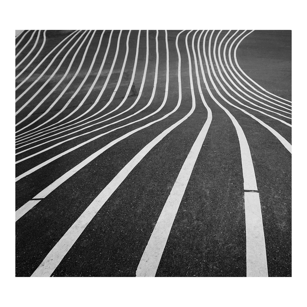 Abstract art print poster, monotone wall decor, white lines on ground
