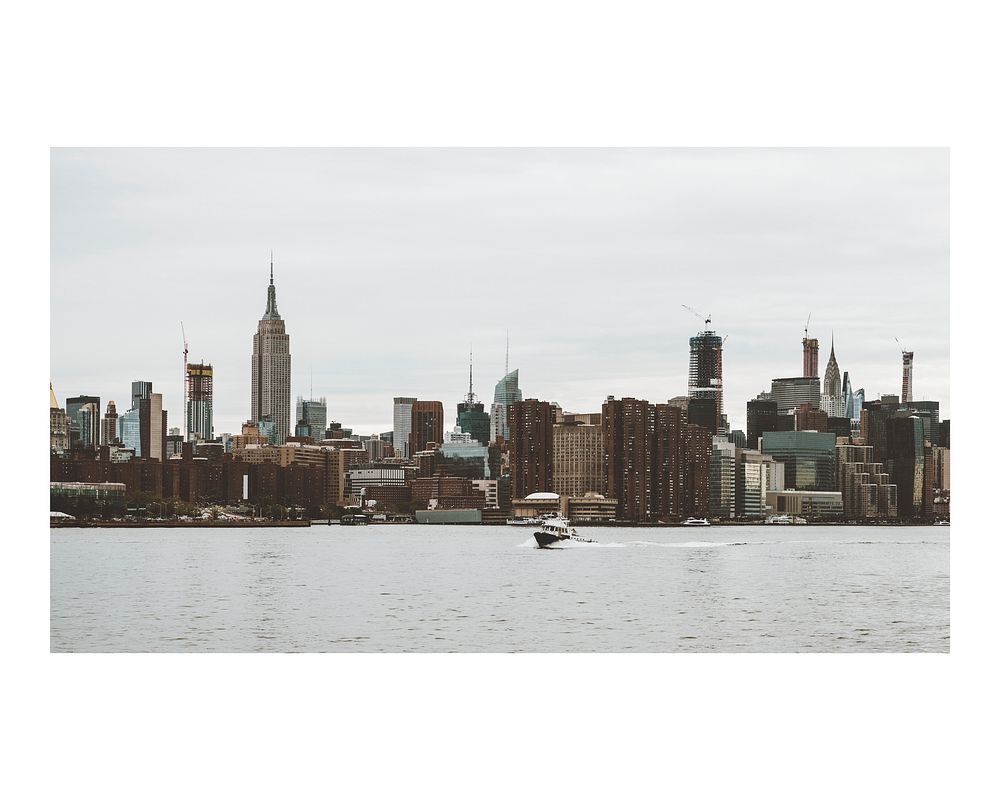 Manhattan art print, USA wall decor, ferry boat on the East River