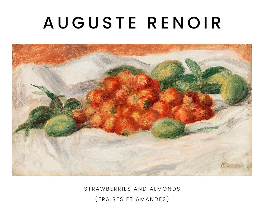 Auguste Renoir art print, famous still life painting, Strawberries and Almonds