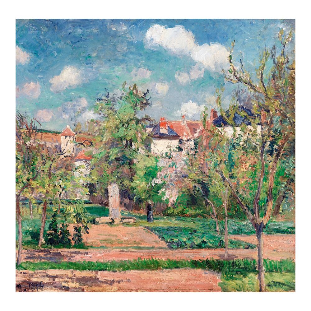 Pissarro Pontoise art print, impressionist painting, The Garden in the sun