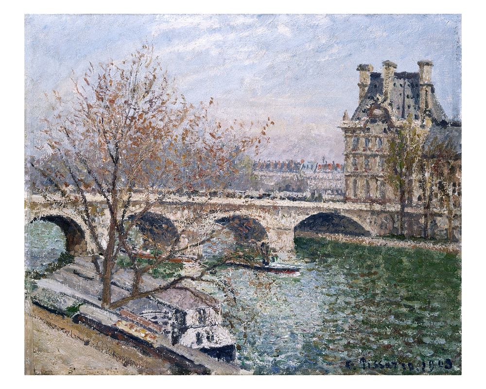 Pissarro art print, famous painting, The Pont Royal and the Pavillon de Flore