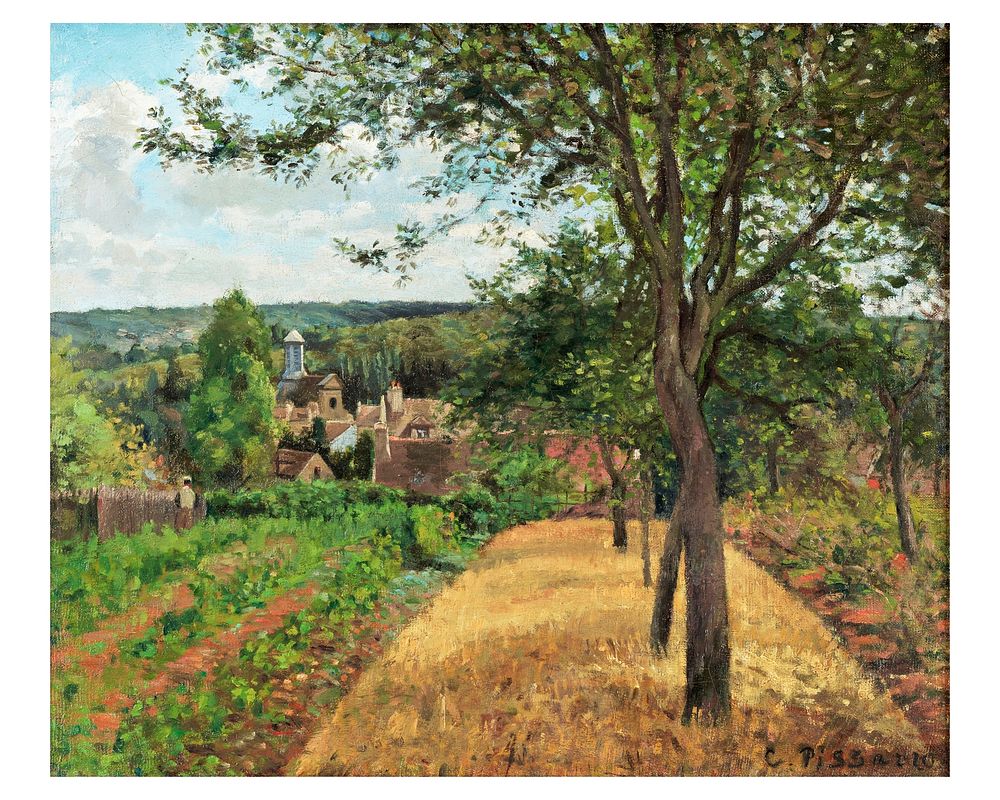 Pissarro art print, famous painting, Orchards at Louveciennes