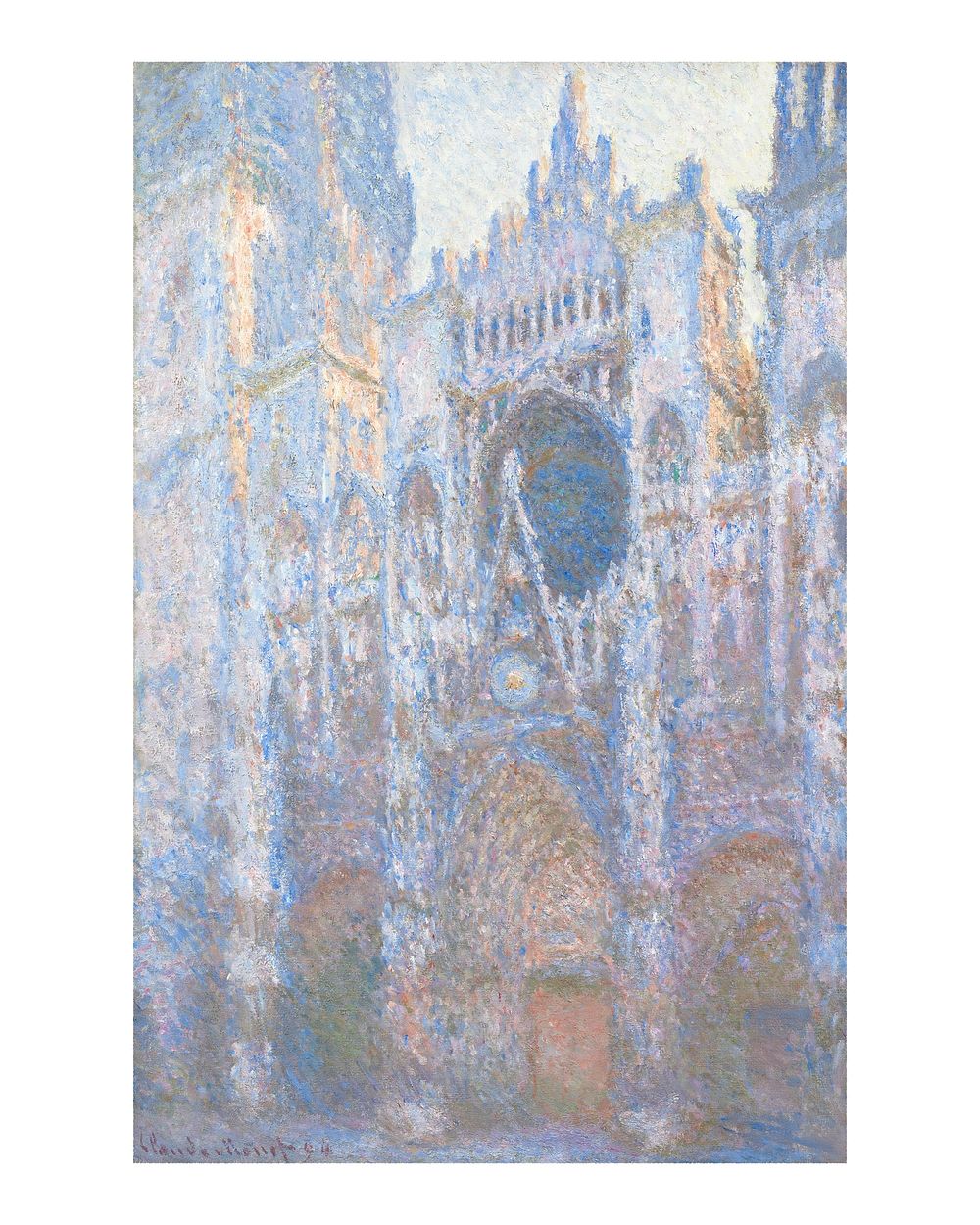 Claude Monet art print, famous architecture painting, The Portal of Rouen Cathedral in Morning Light