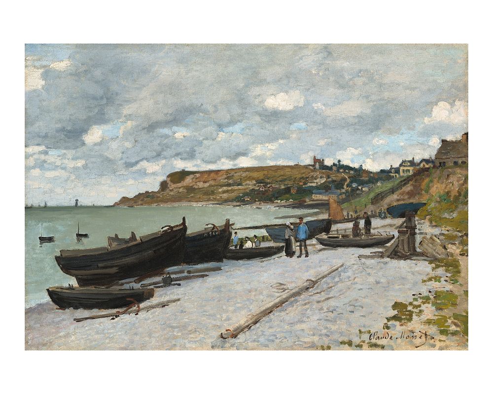 Monet art print, famous vintage painting, Sainte-Adresse