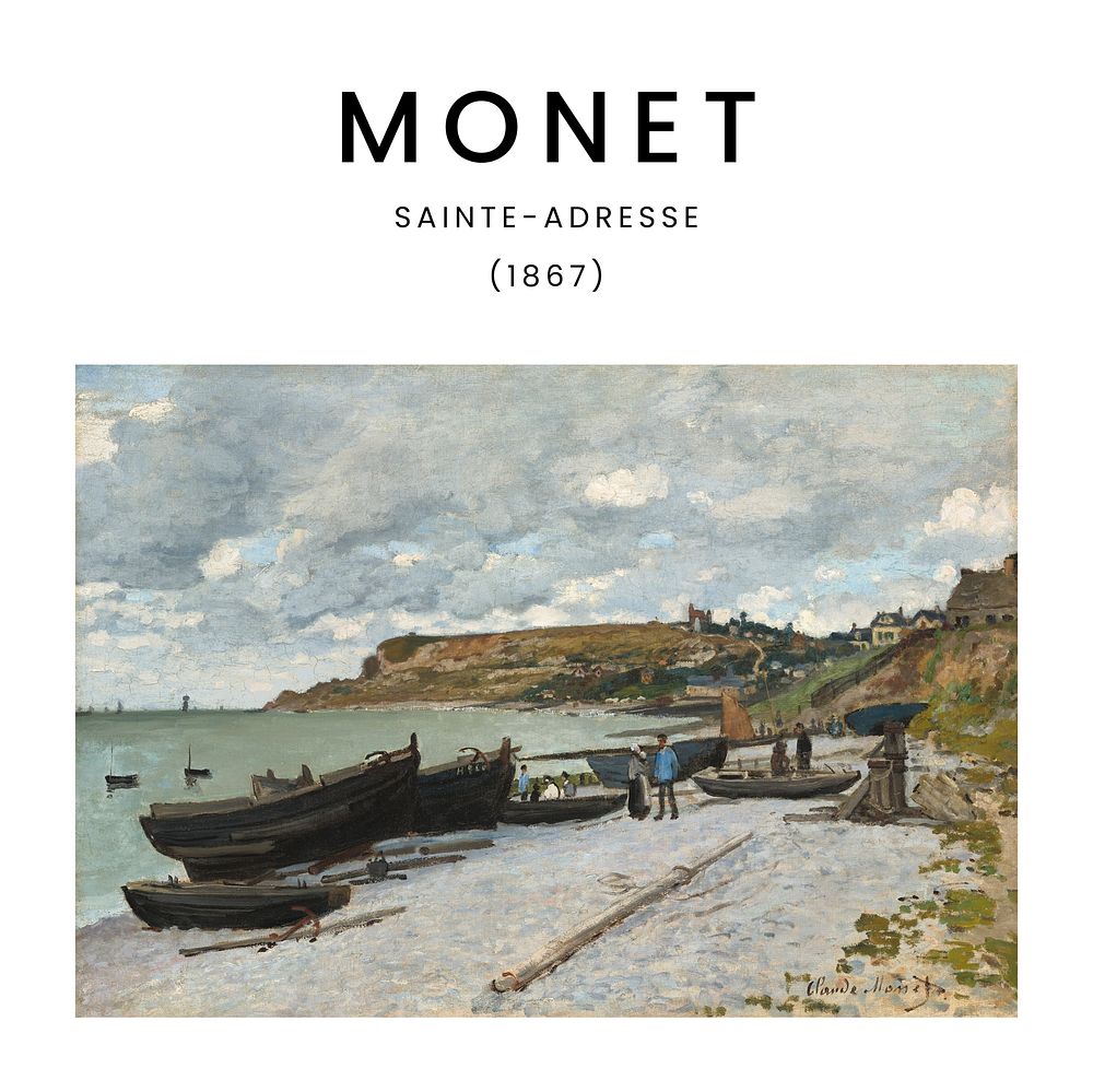 Monet Sainte-Adresse art print, beautiful vintage painting wall poster