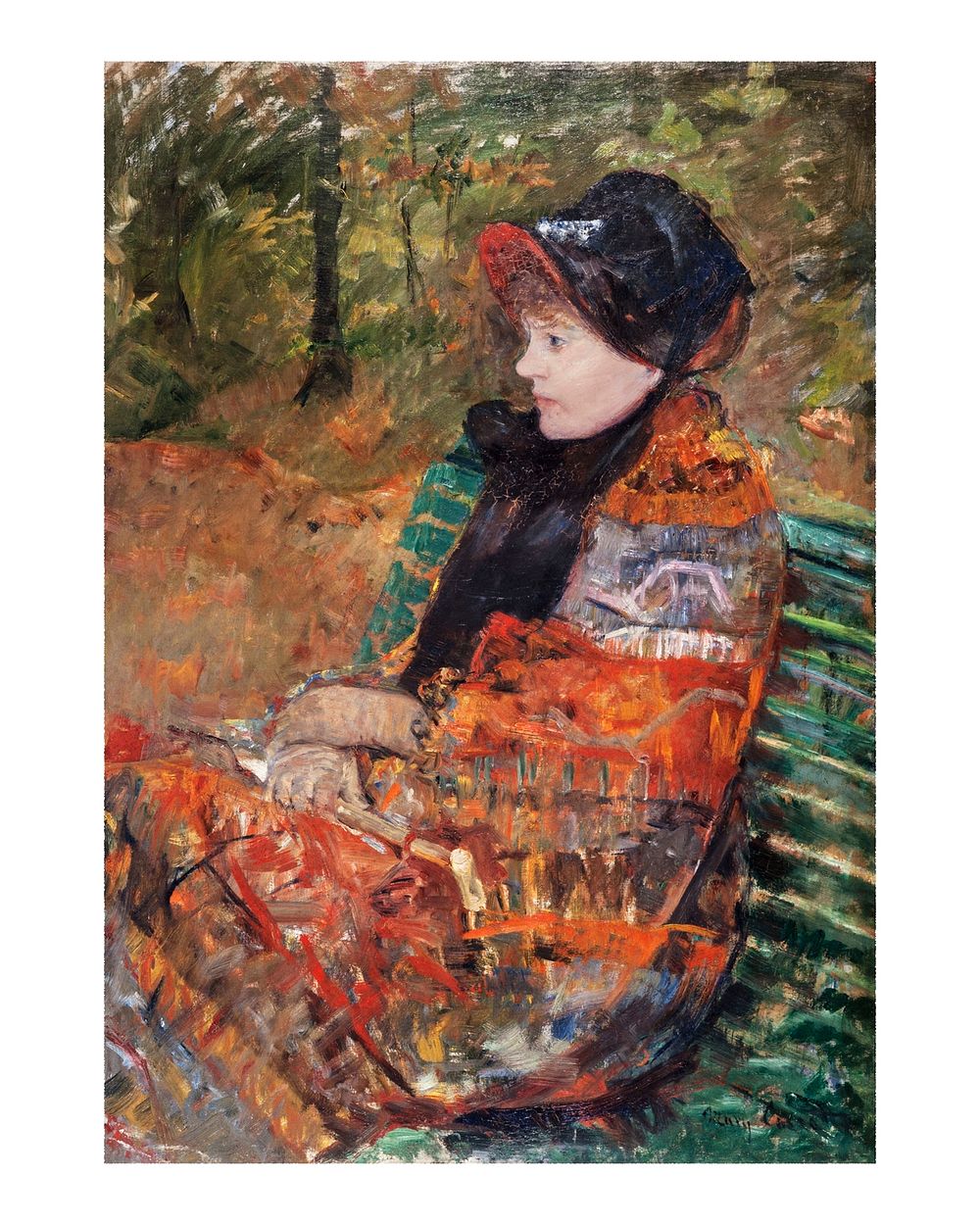 Mary Cassatt art print, famous Autumn, portrait of Lydia Cassatt vintage painting