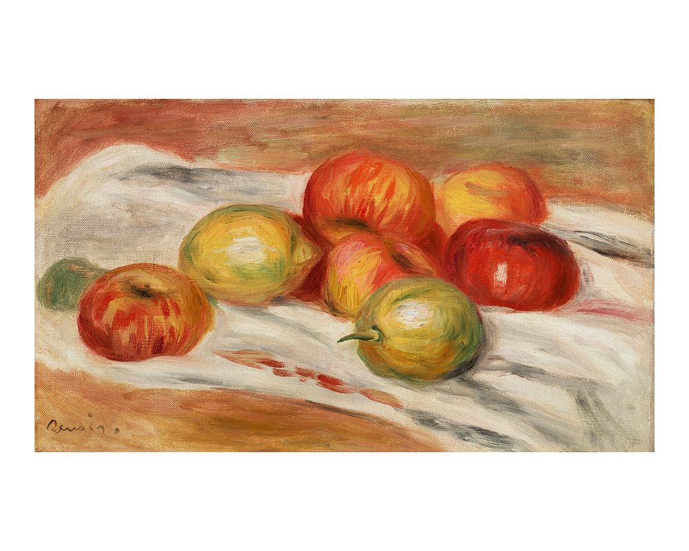 Pierre-Auguste Renoir art print, famous still life painting, Apples, Orange, and Lemon