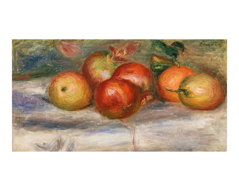 Pierre-Auguste Renoir art print, famous still life painting, Apples, Orange, and Lemon