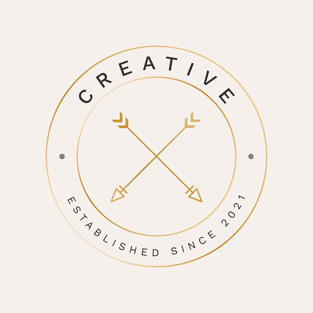 Gold business logo template, minimal cross arrow psd design for professional branding