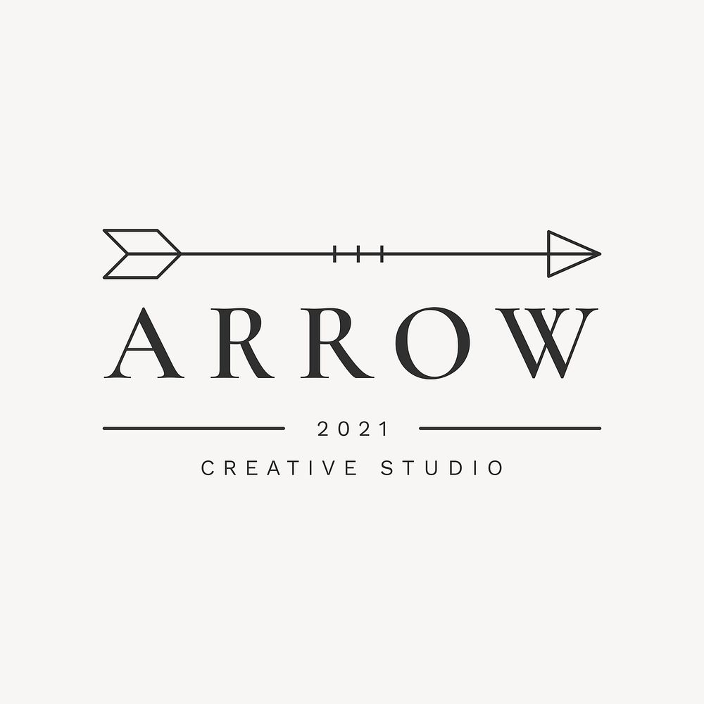 Minimal creative logo template, black arrow, professional business branding vector graphic
