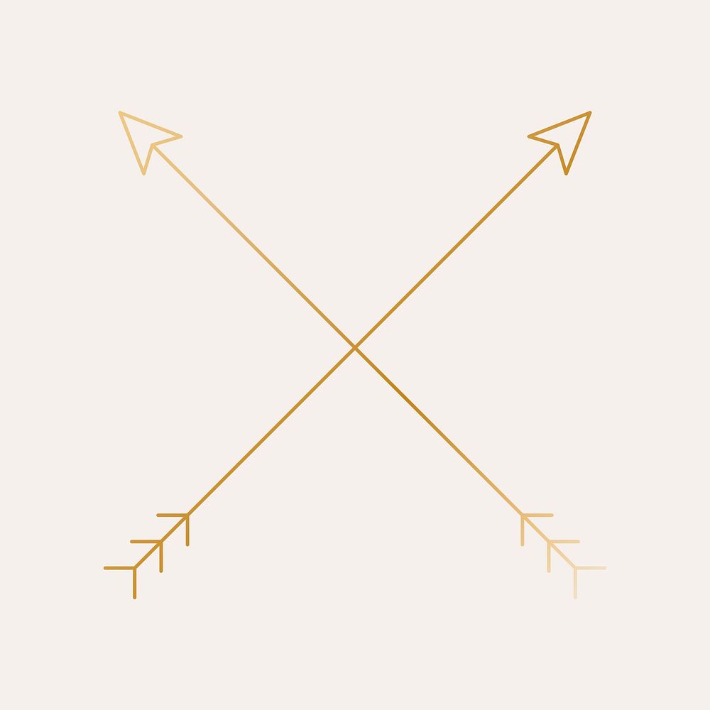 Aesthetic cross arrow logo element, simple gold design