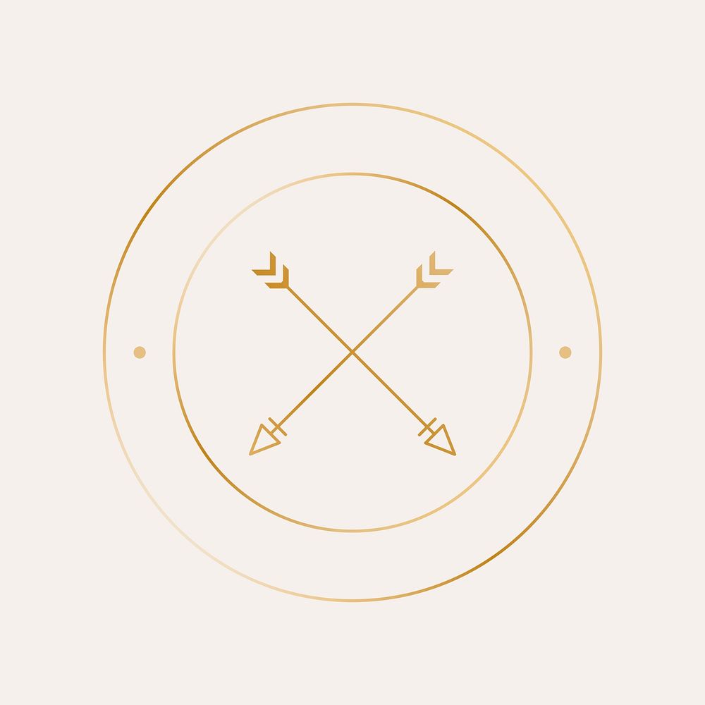 Aesthetic cross arrow logo element, simple gold design
