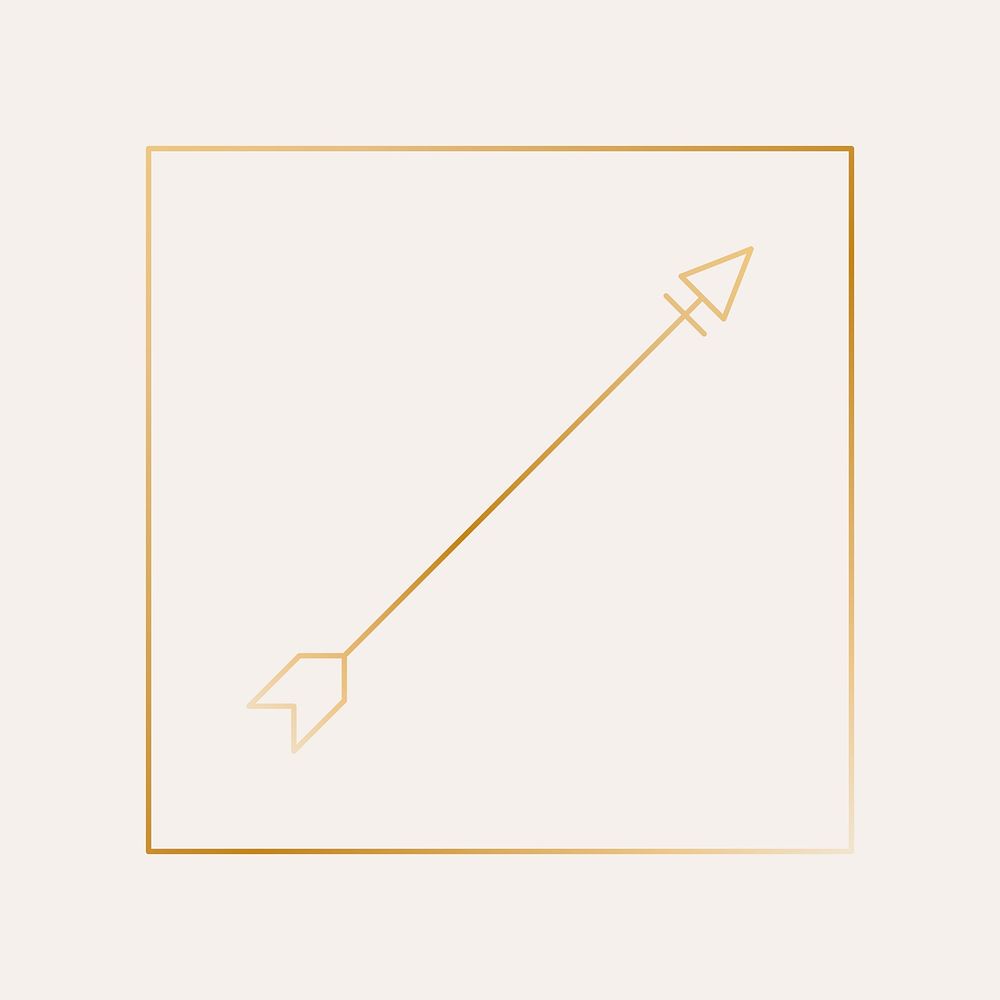 Minimal gold arrow logo clipart, aesthetic business branding, simple Boho graphic