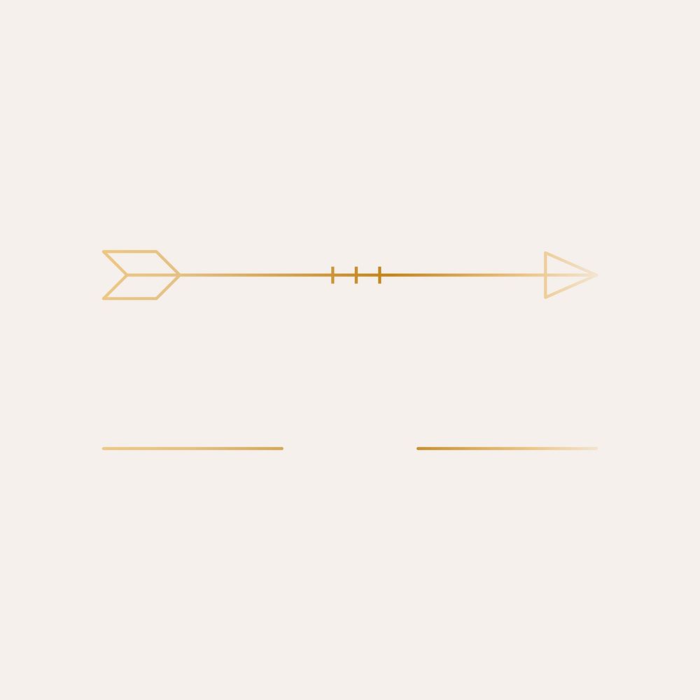 Gold tribal arrow logo element, aesthetic simple graphic