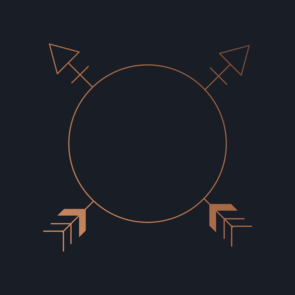 Minimal copper cross arrow logo clipart, aesthetic business branding, simple tribal graphic