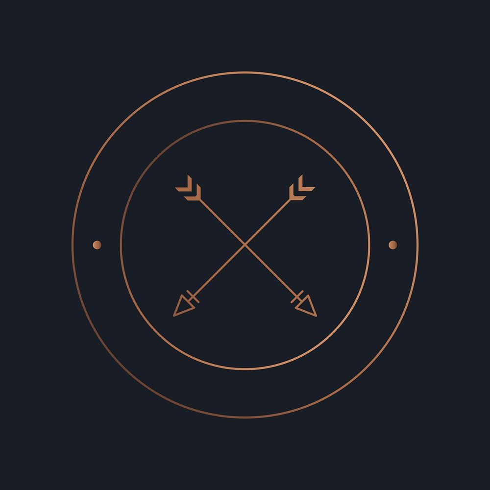 Minimal copper cross arrow logo clipart, aesthetic business branding, simple tribal graphic