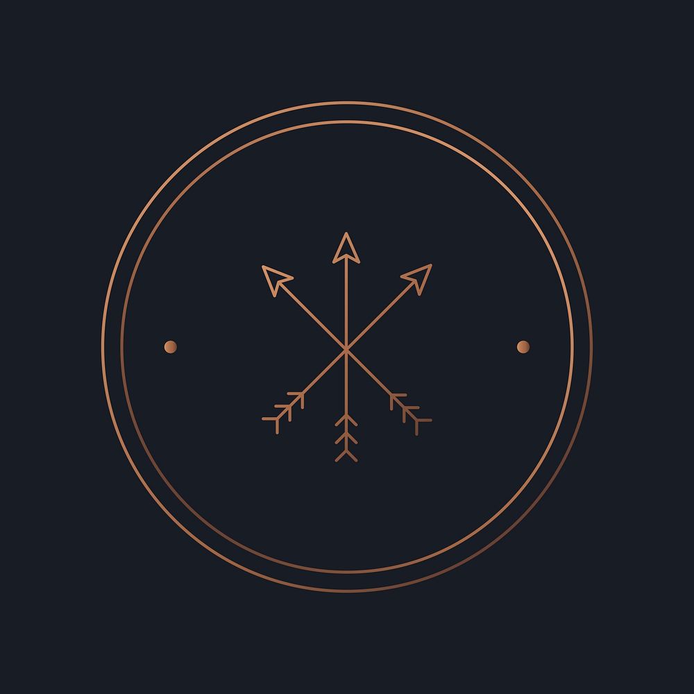 Aesthetic cross arrow copper logo element psd, simple tribal design