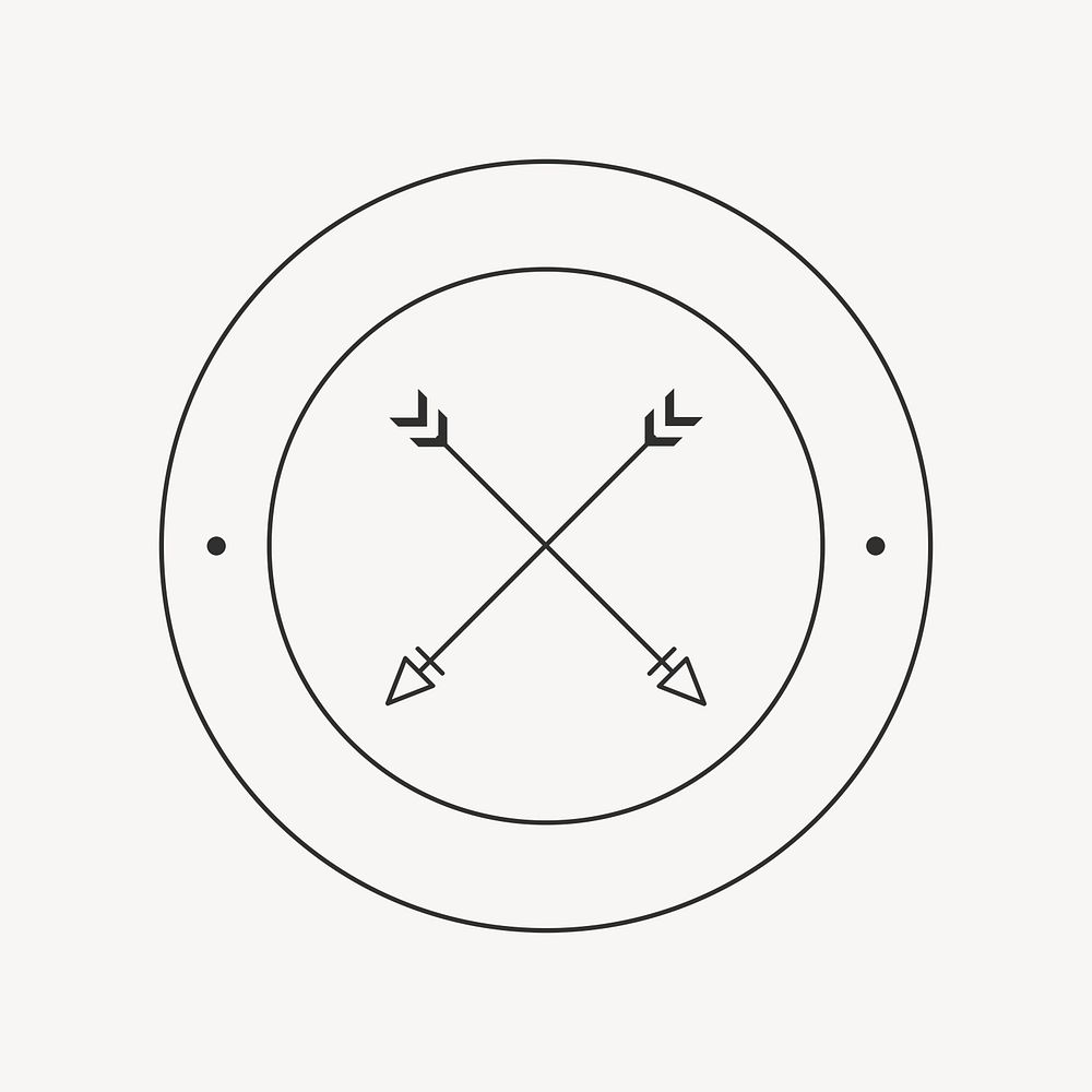 Minimal cross arrow logo clipart, simple Boho design