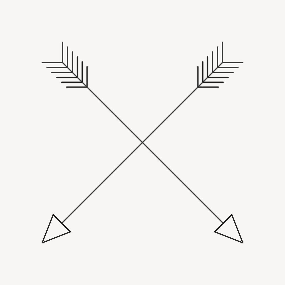 Aesthetic cross arrow logo element, simple black design