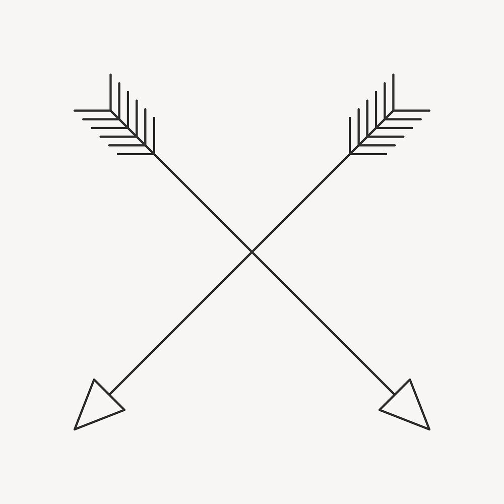 Aesthetic cross arrow black logo element psd, simple tribal design