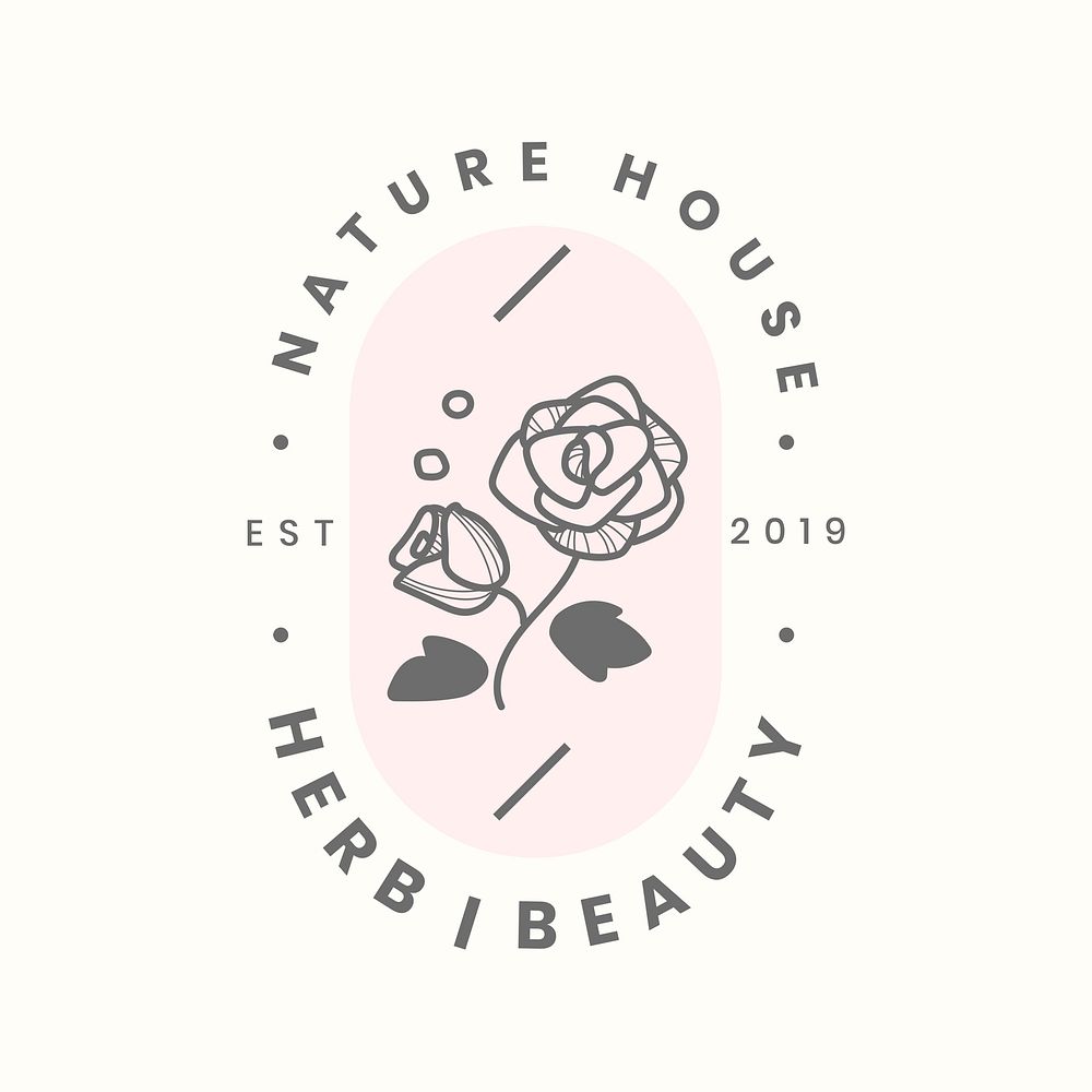 Rose business logo template, pink flower design for beauty brands psd