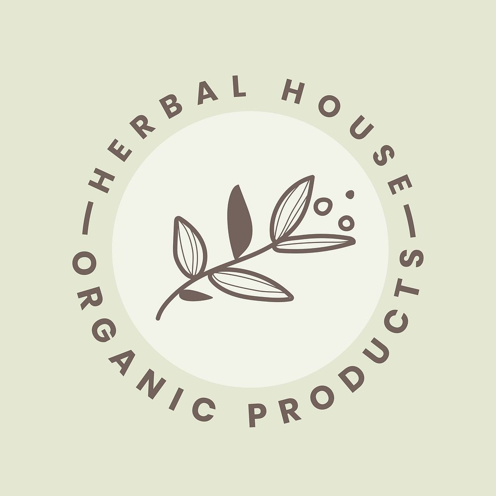Leaf business logo template, green organic product branding psd