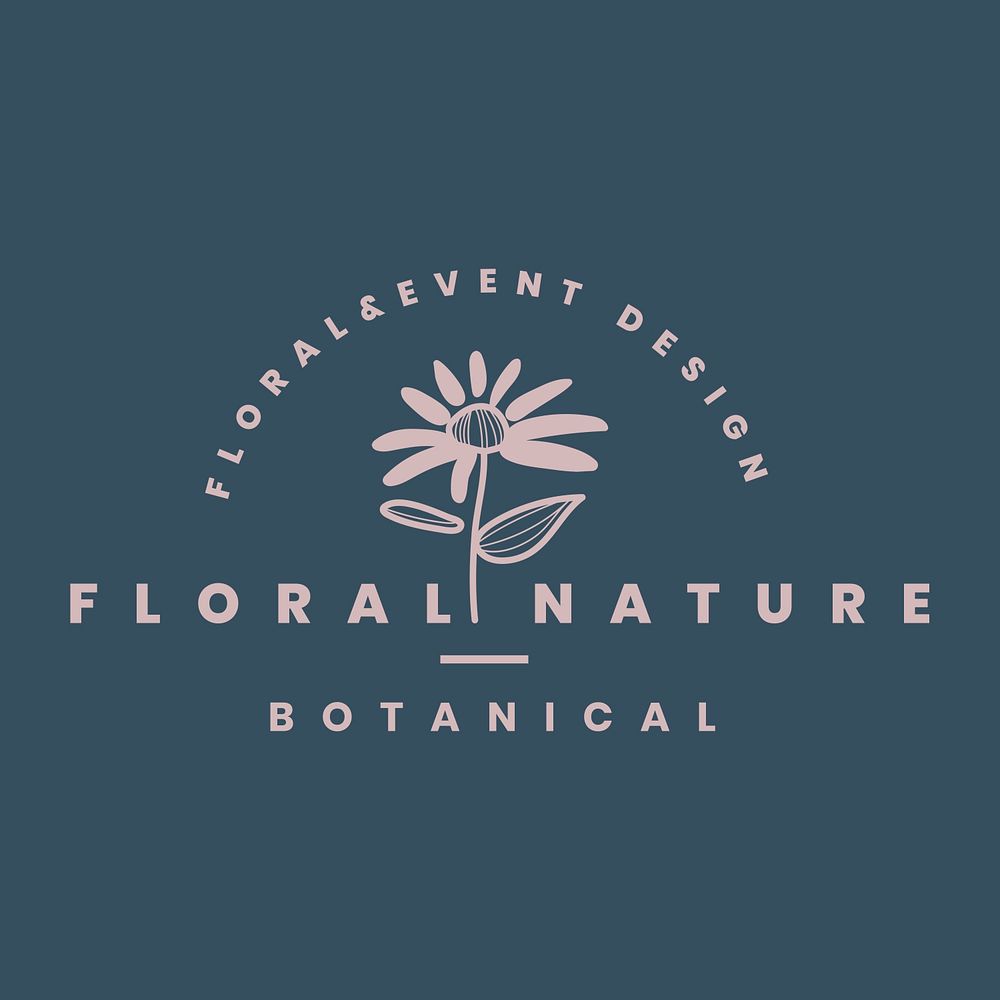 Flower business logo template, aesthetic design psd