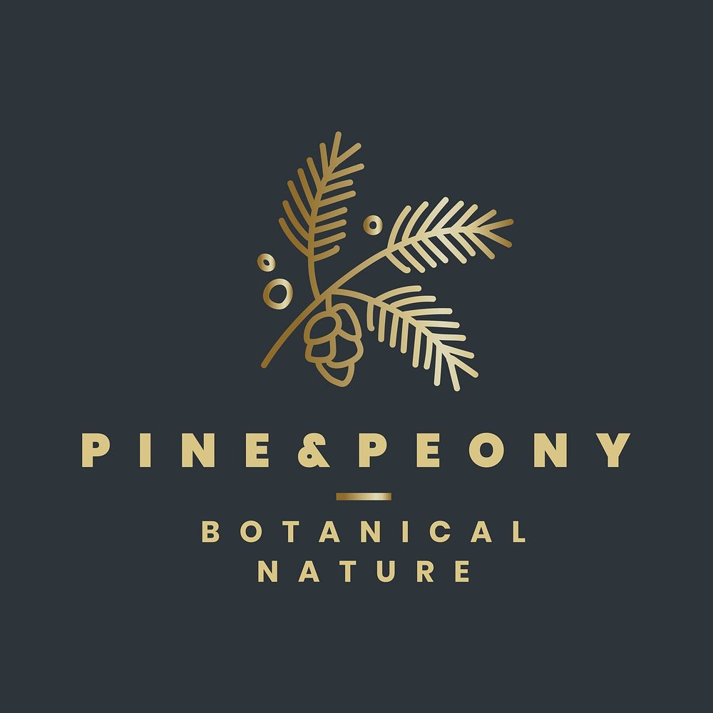 Organic botanical gold logo template, leaf illustration for business vector