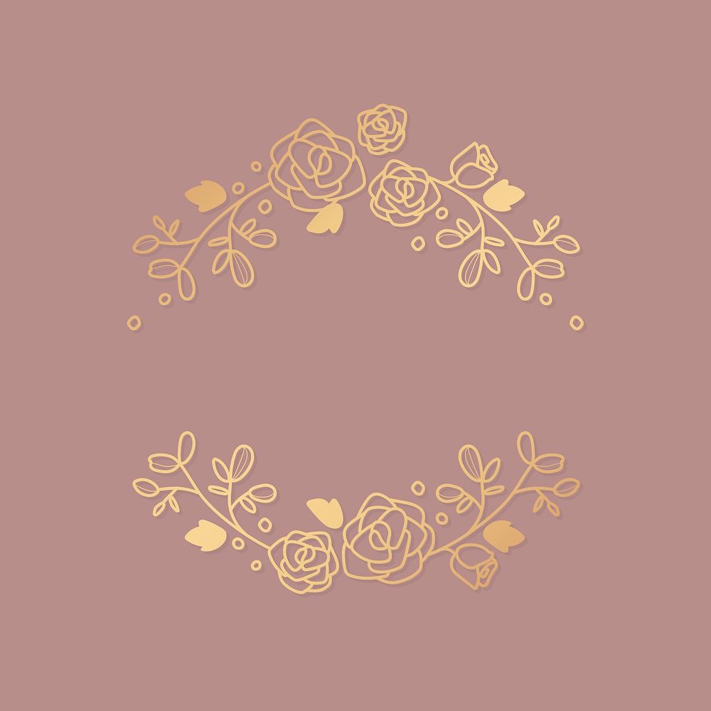Gold rose logo badge, botanical aesthetic design psd