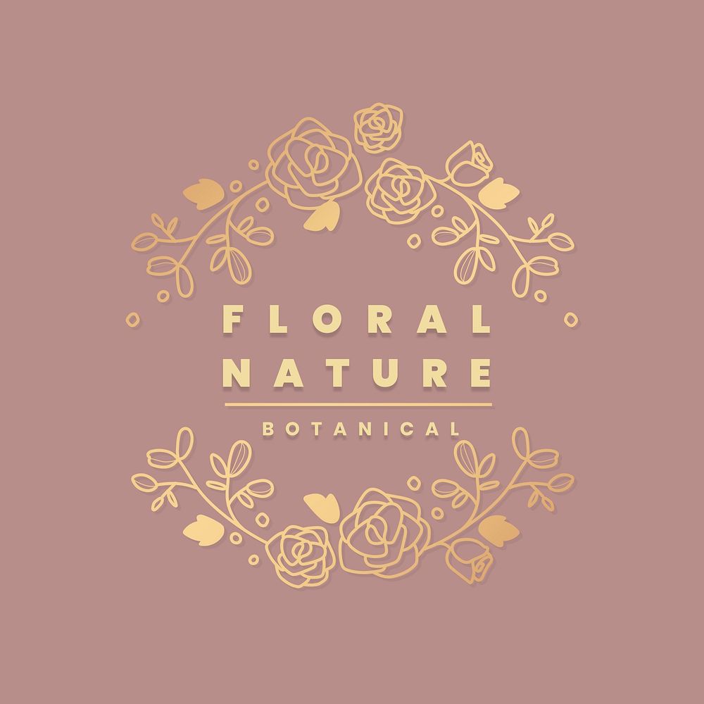 Gold floral logo template, professional design for wellness business psd