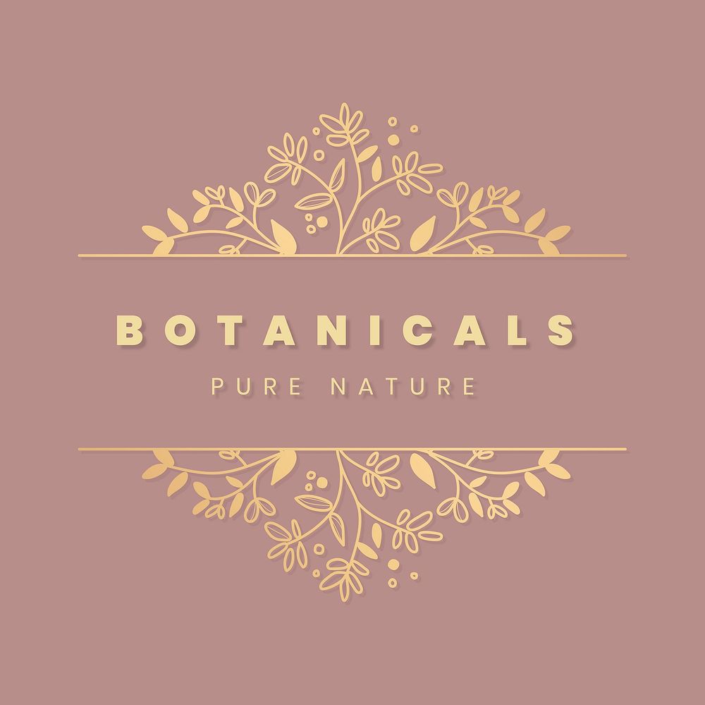 Wellness business logo template, gold floral editable design vector